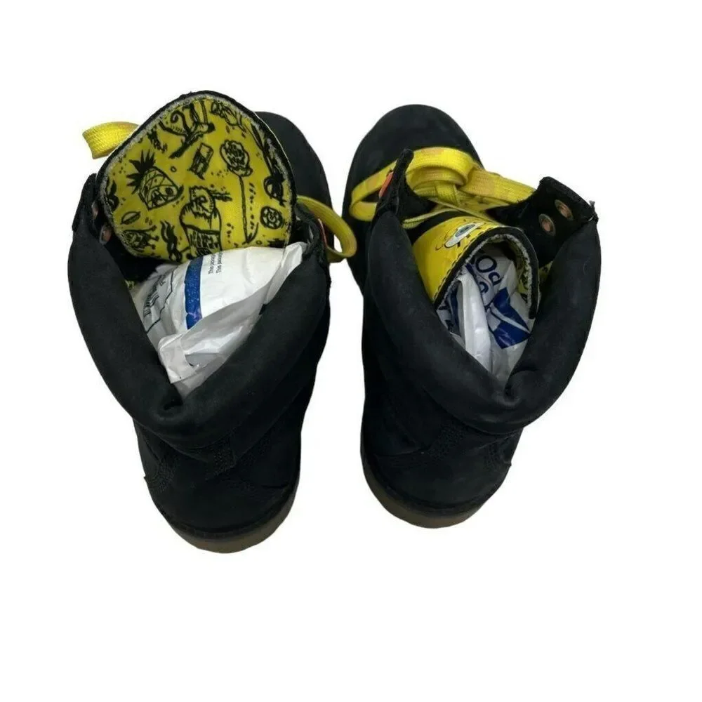 Timberland SpongeBob Boots Boys Size 5 Black Yellow Good‎ Waterproof Limited